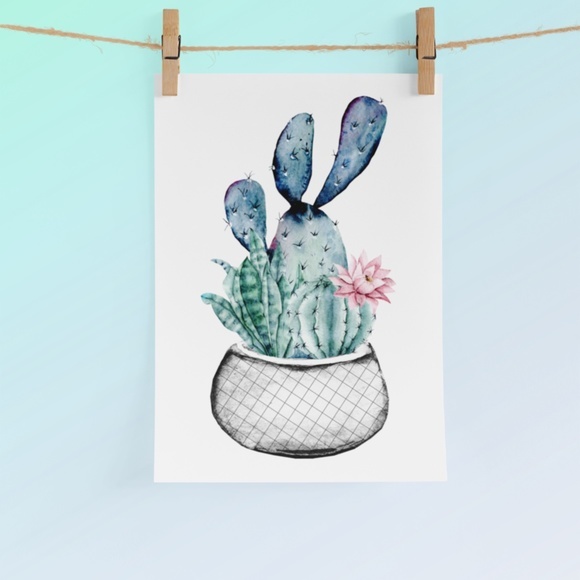 Wall Art Watercolor Cactus Aloe Vera Plant Illustration Print Poster Unframed - Picture 4 of 7